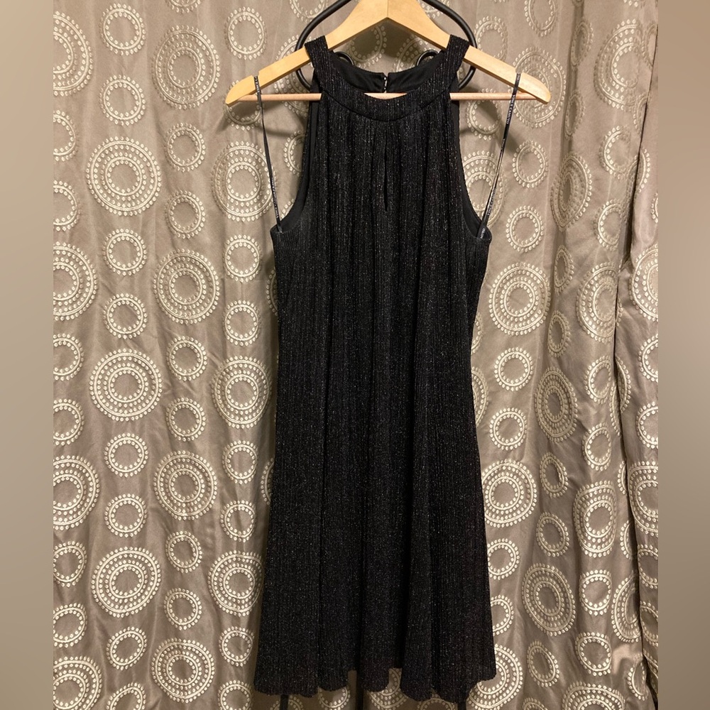 Vince Camuto Black Metallic Halter Mini Dress